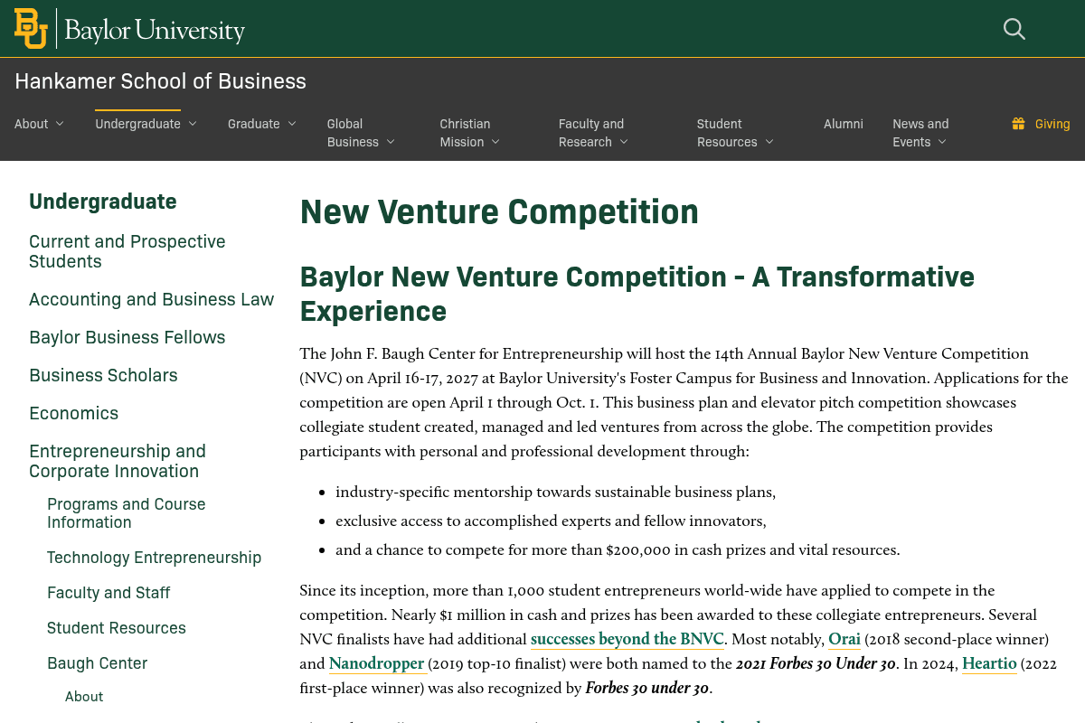 Baylor New Venture Competition 2027
