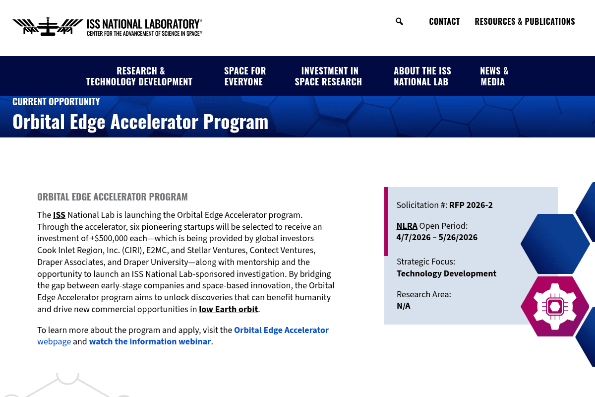International Space Accelerator Program 2026