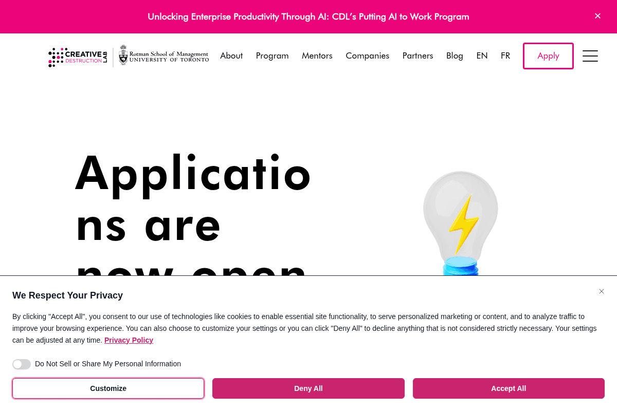 Creative Destruction Lab 2026/27 Startup Program