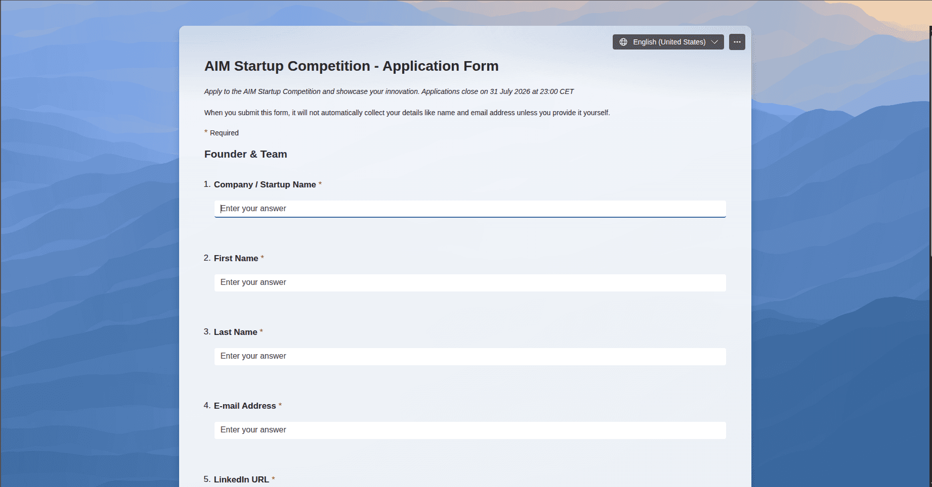AIM Startup Competition 2026