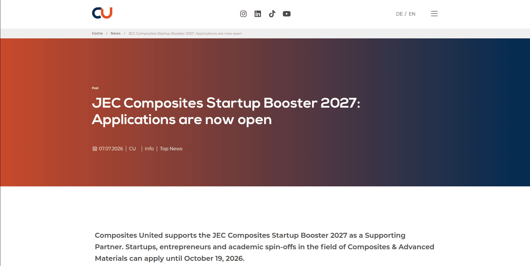 JEC Composites Startup Booster 2027