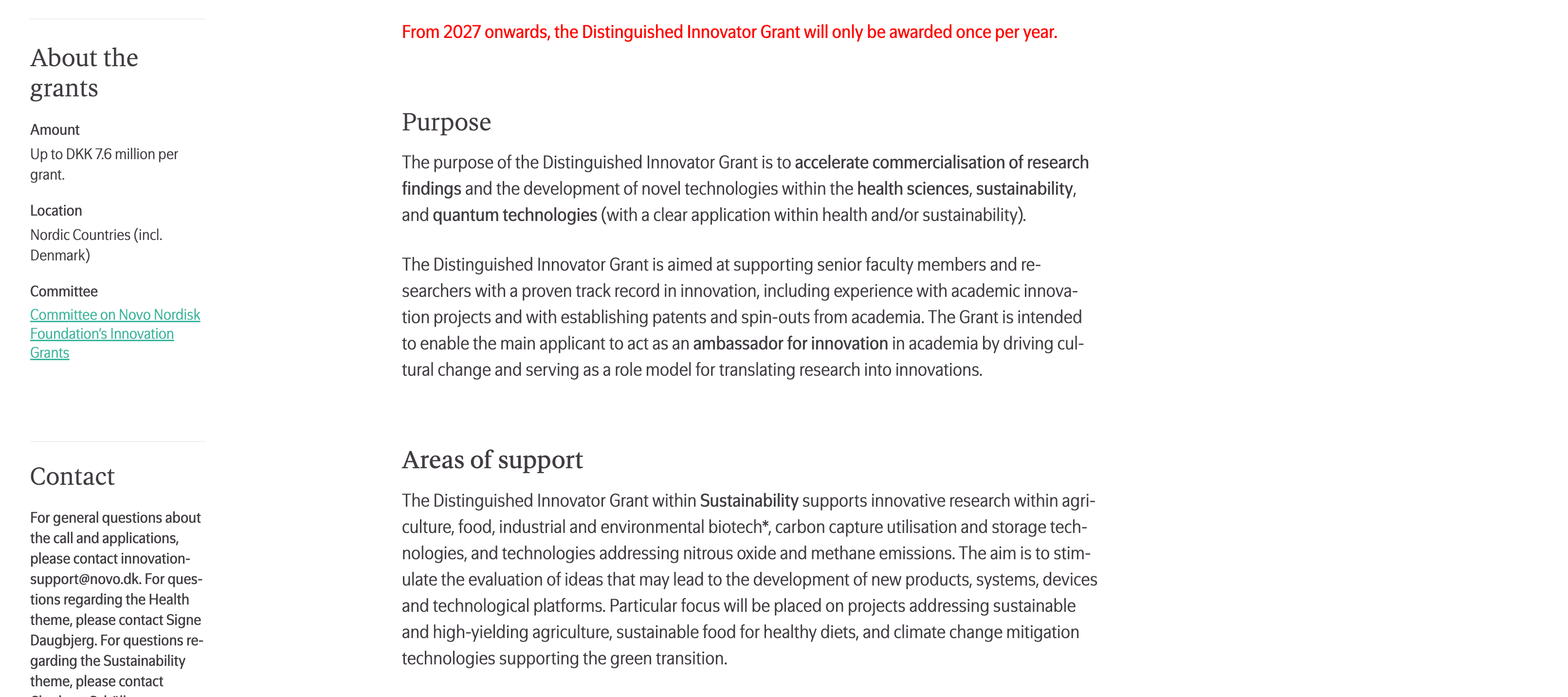 Distinguished Innovator Grant