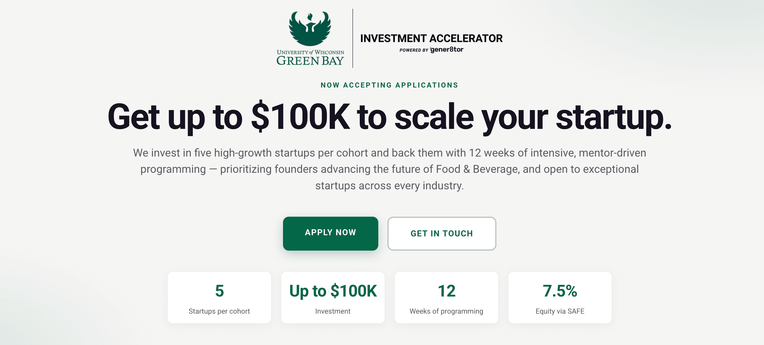 UW-Green Bay Investment Accelerator powered by gener8tor