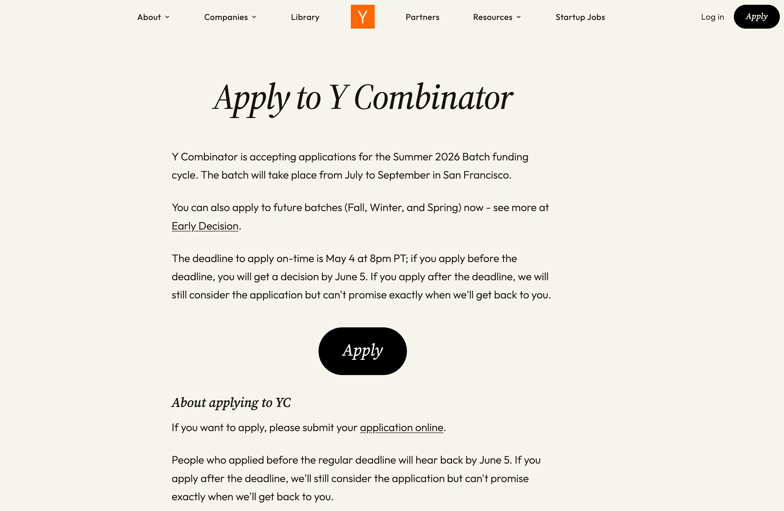 Y Combinator Summer 2026 Batch