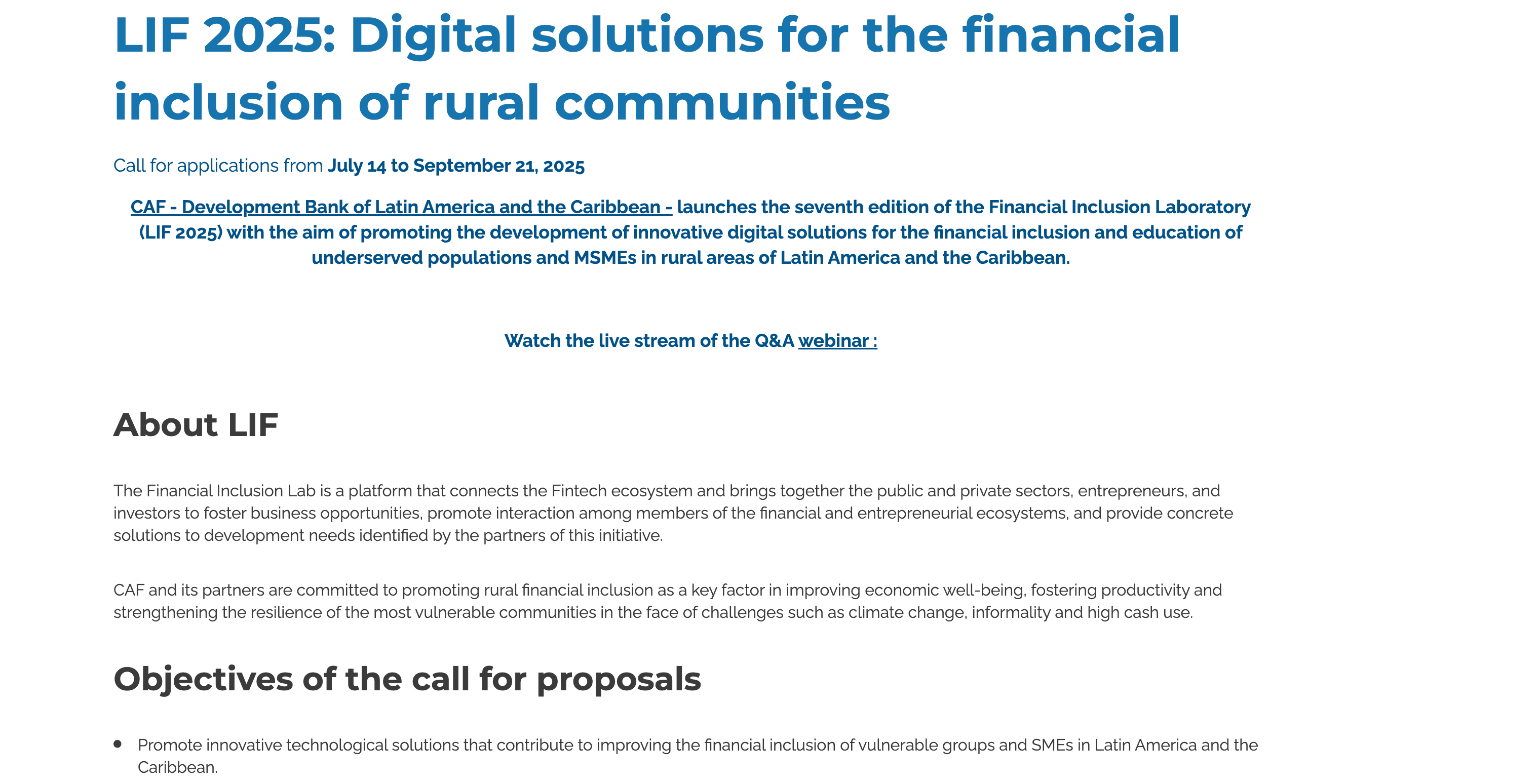 CAF Financial Inclusion Lab 2025
