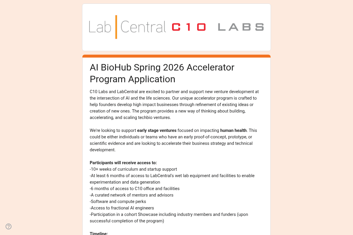 AI BioHub Accelerator Spring 2026 Cohort