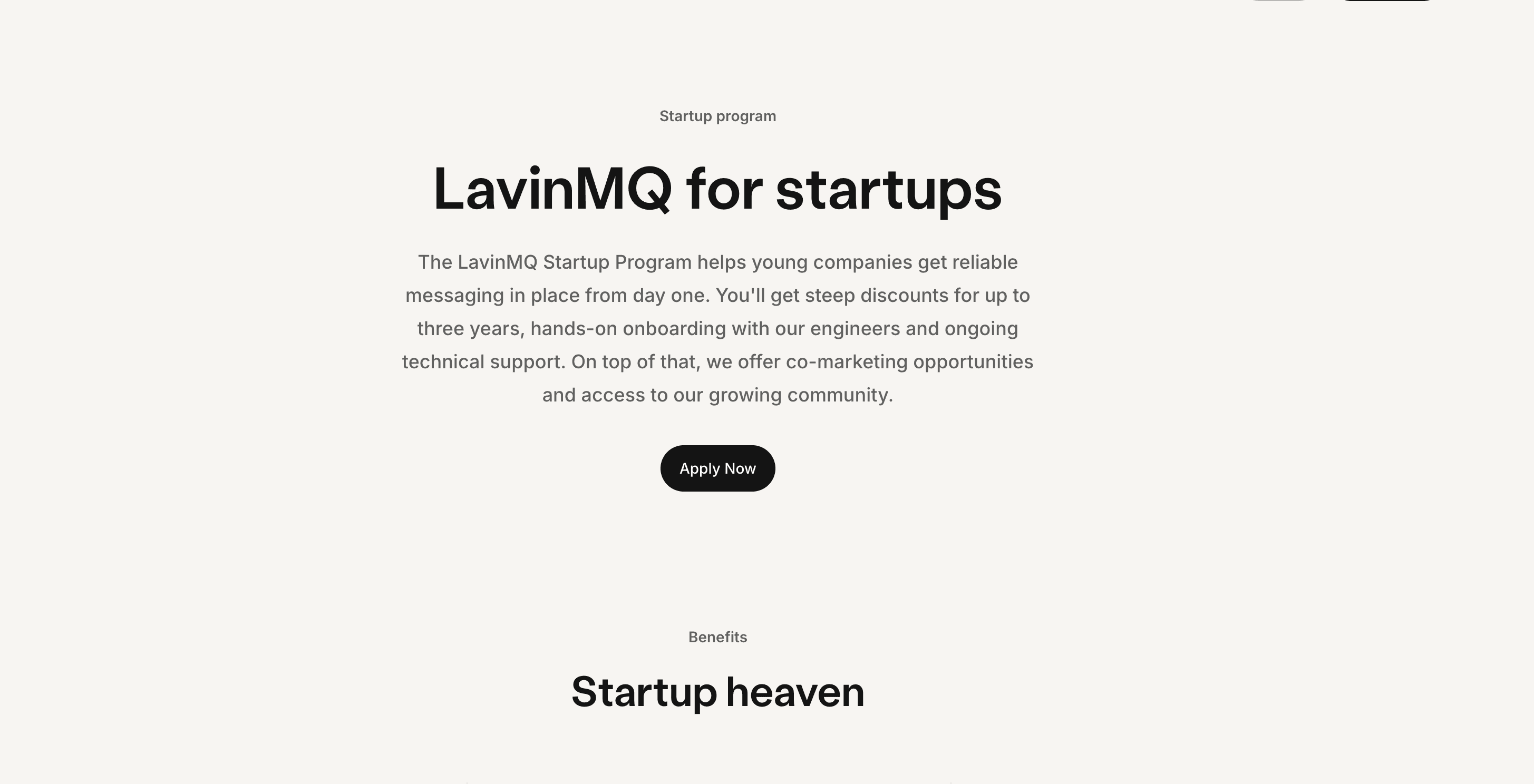 LavinMQ Startup Program
