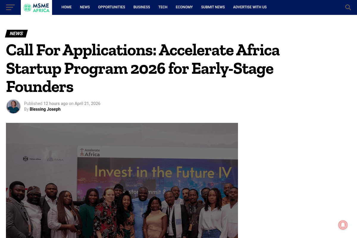 Accelerate Africa Startup Program 2026