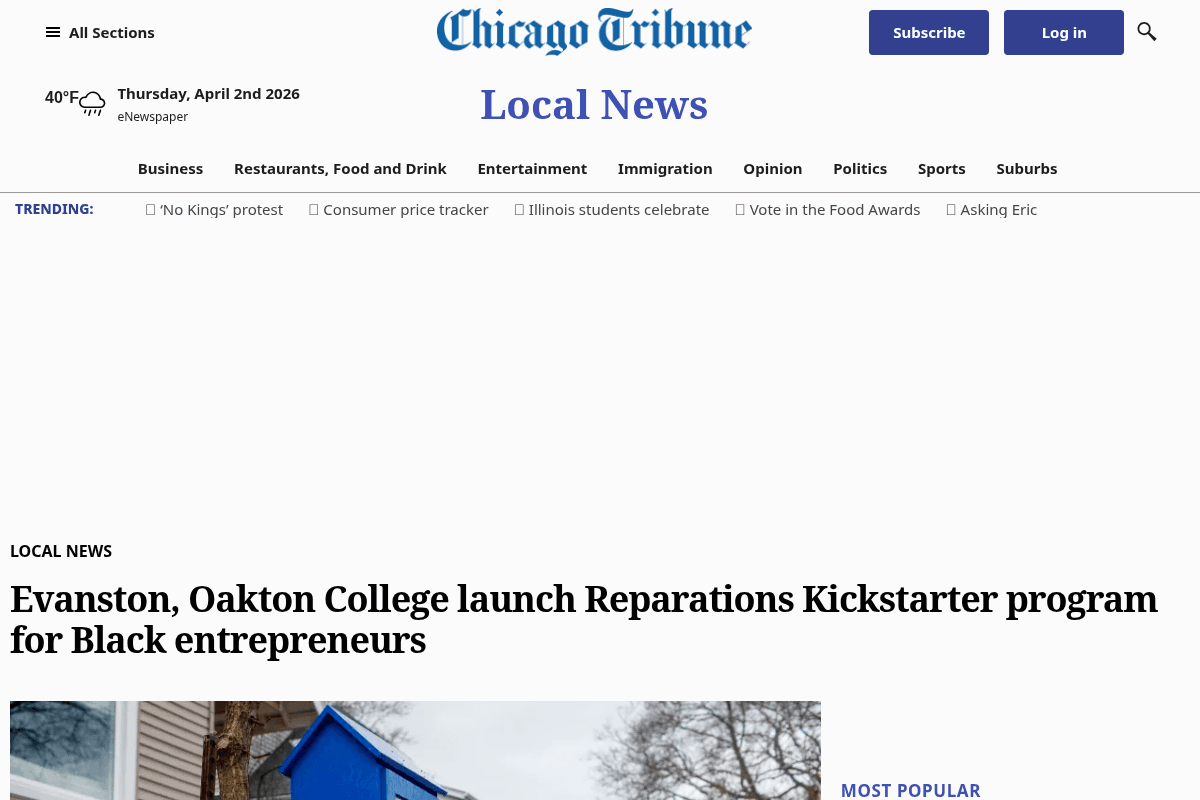 Evanston Reparations Kickstarter Program for Black Entrepreneurs