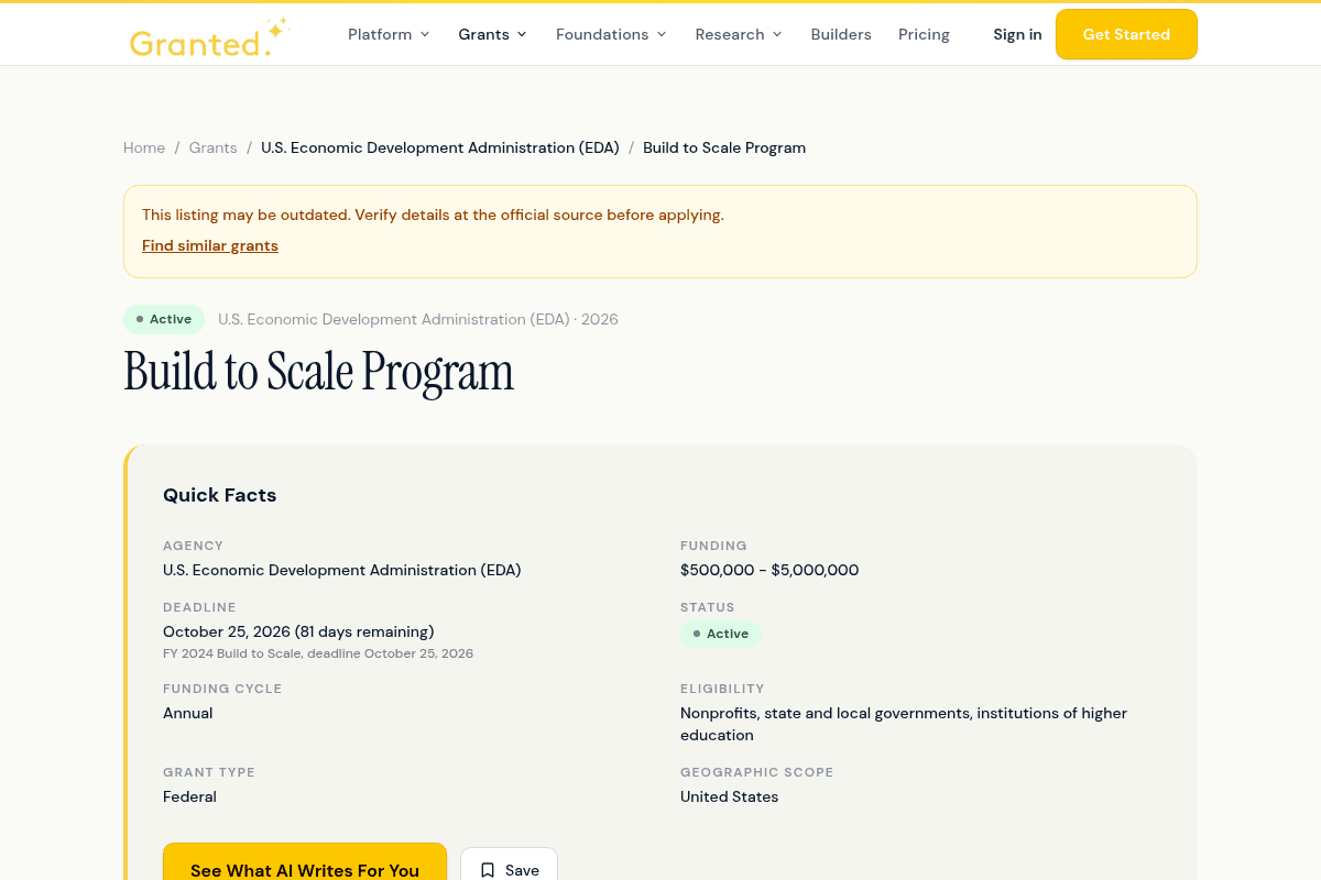 Build to Scale Program