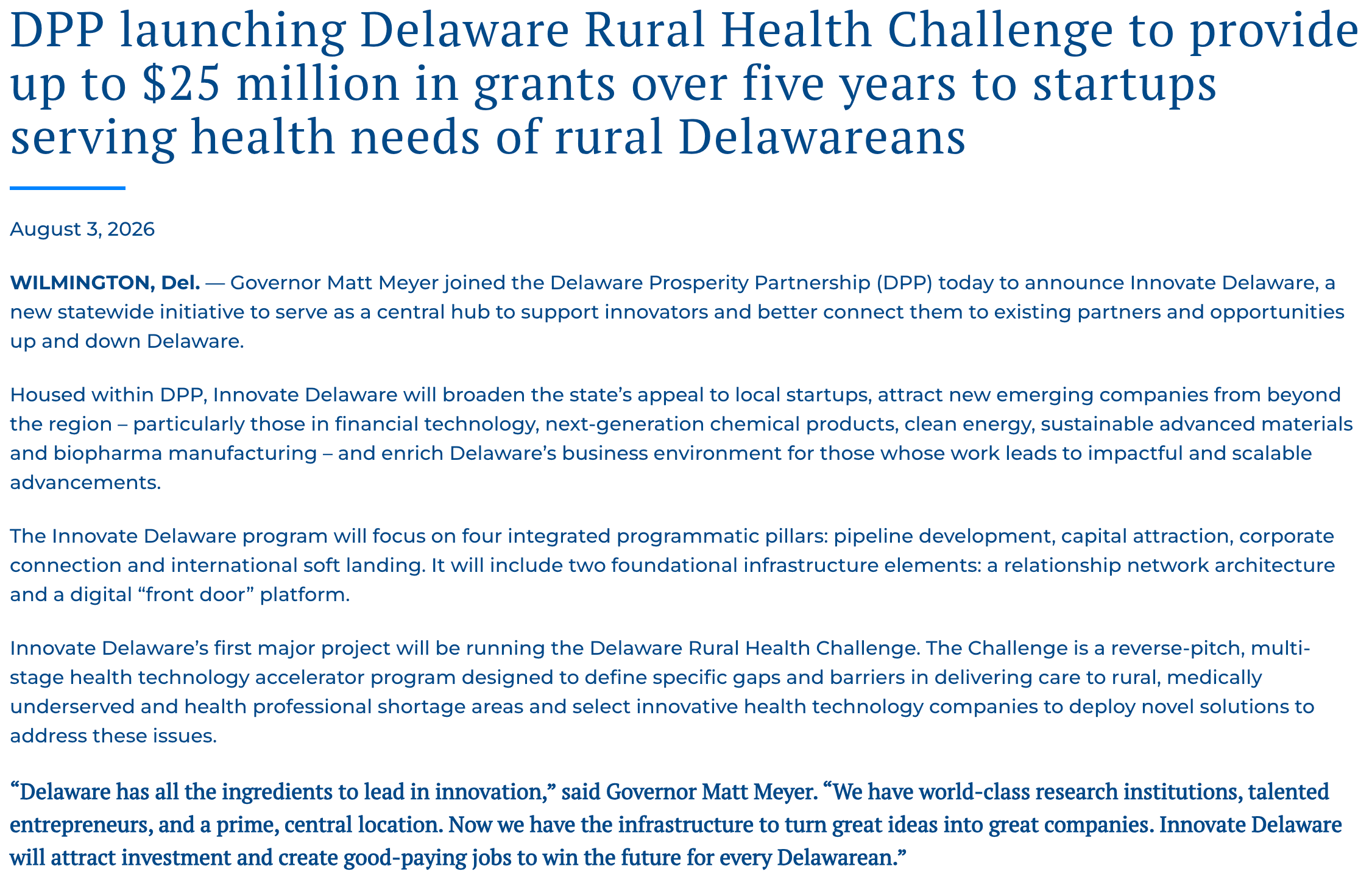 Delaware Rural Health Challenge