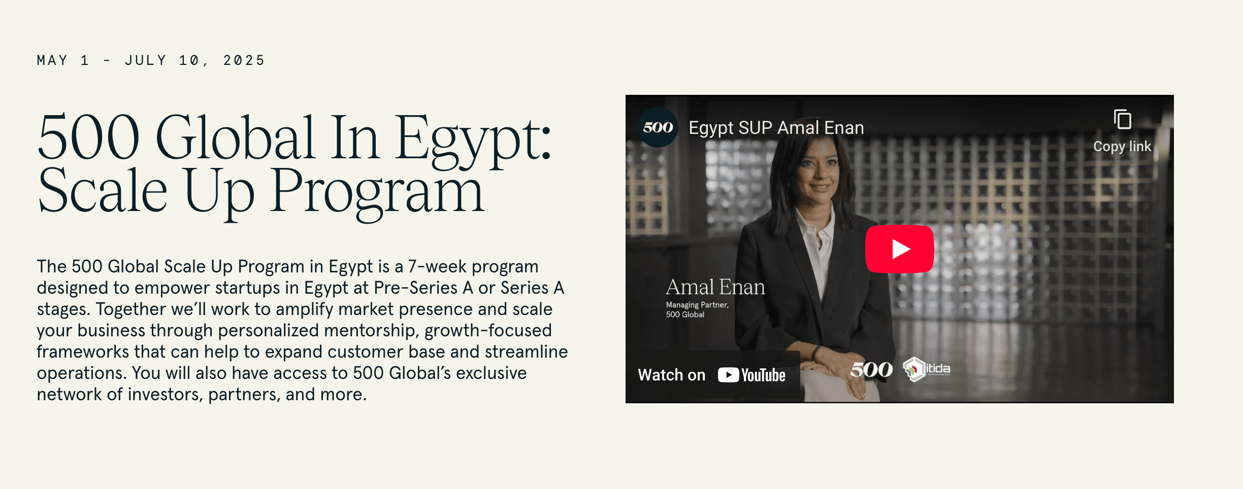 500 Global In Egypt: Scale Up Program