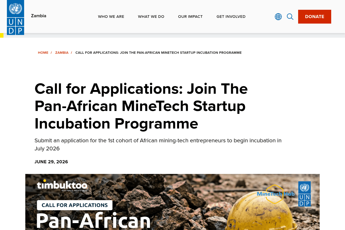 Pan-African MineTech Startup Incubation Programme 2026