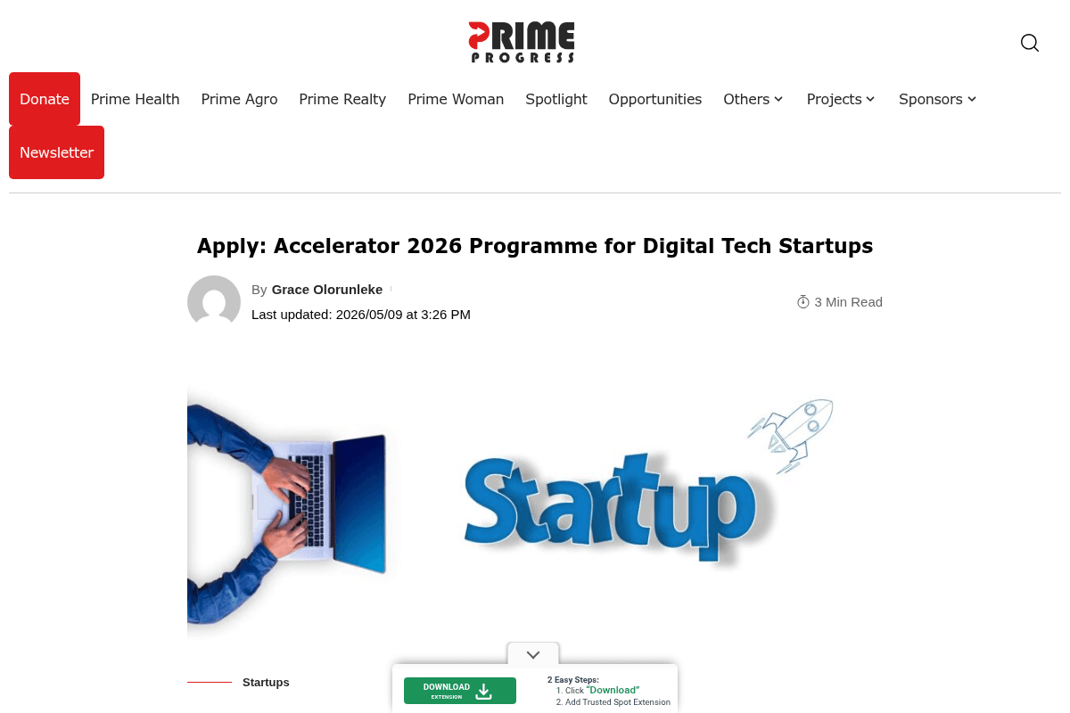 Accelerator 2026 Programme for Digital Tech Startups