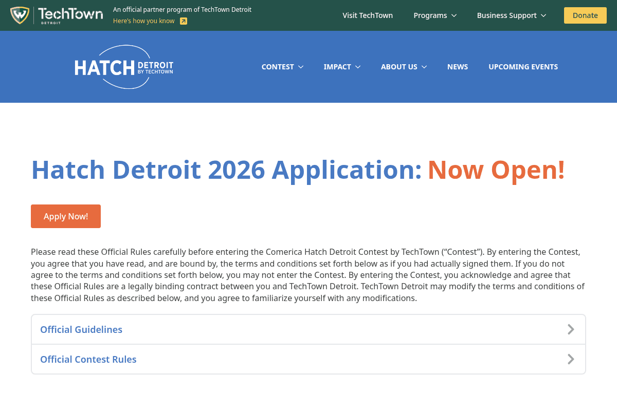2026 Comerica Hatch Detroit Entrepreneurship Contest