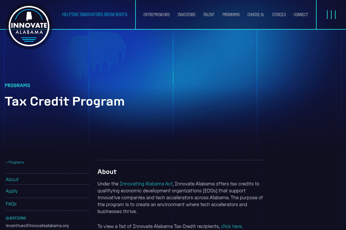 Innovate Alabama Tax Credit Program