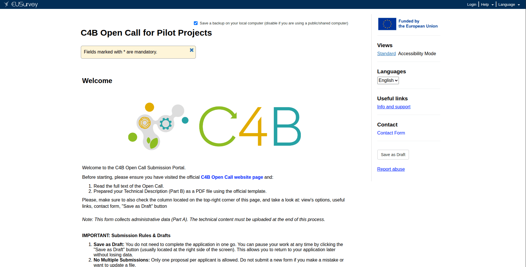 C4B - Open Call for Pilot Projects