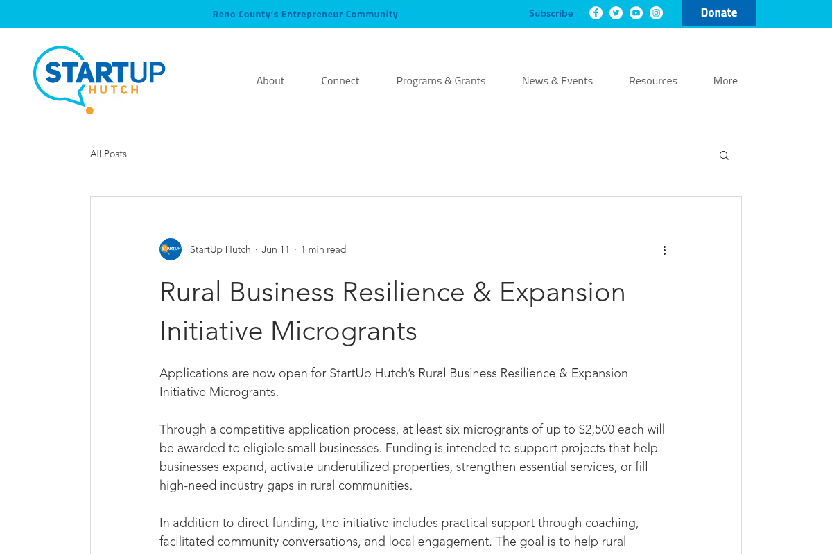 Rural Business Resilience & Expansion Initiative Microgrant 2026