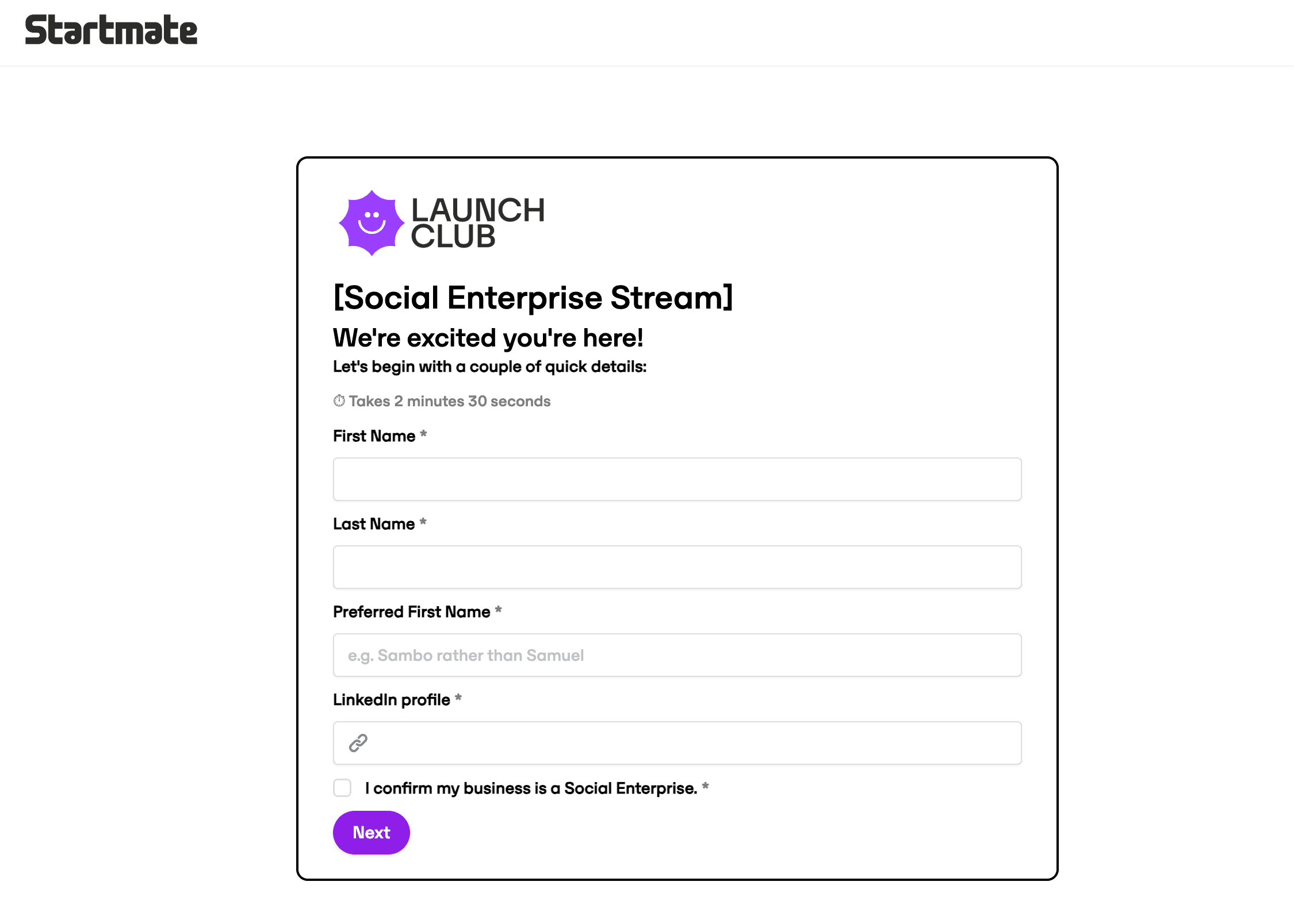 Launch Club — Social Enterprise Stream (2026)