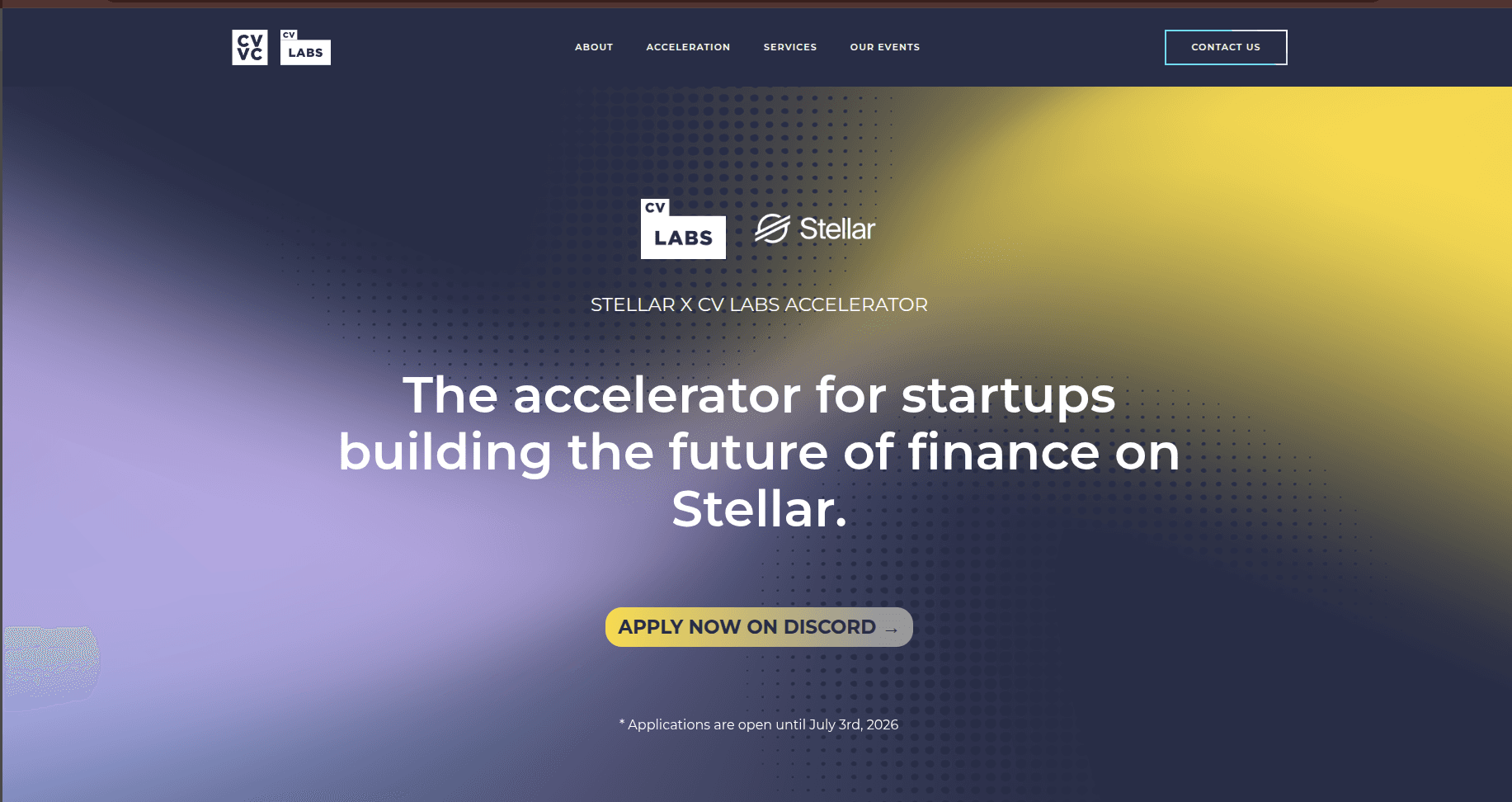 Stellar x CV Labs Accelerator for Fintech Startups 2026