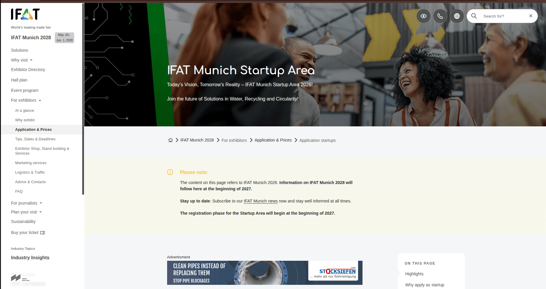 Startup Pavilion at IFAT Munich 2026