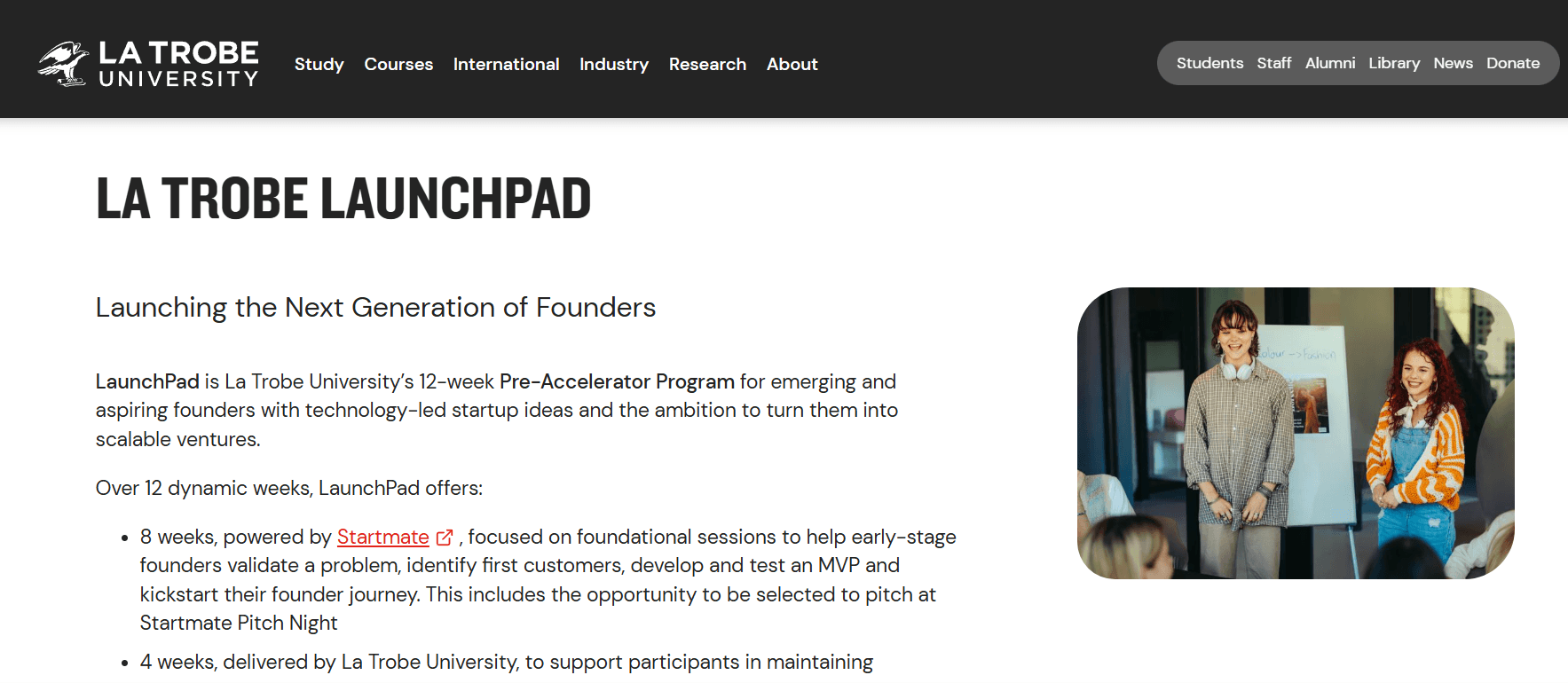 La Trobe University LaunchPad Pre-Accelerator Program