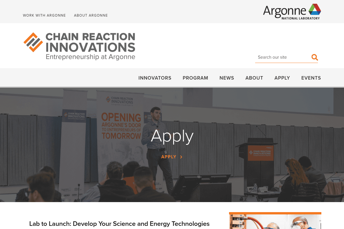 Chain Reaction Innovations (CRI) Cohort 2027 Fellowship at Argonne National Laboratory