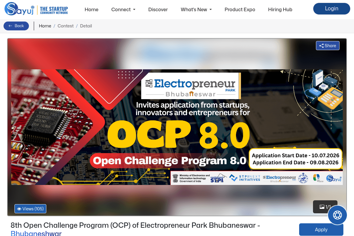 8th Open Challenge Program (OCP) of Electropreneur Park Bhubaneswar
