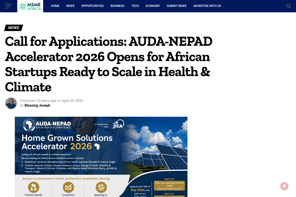 AUDA-NEPAD Home Grown Solutions Accelerator 2026
