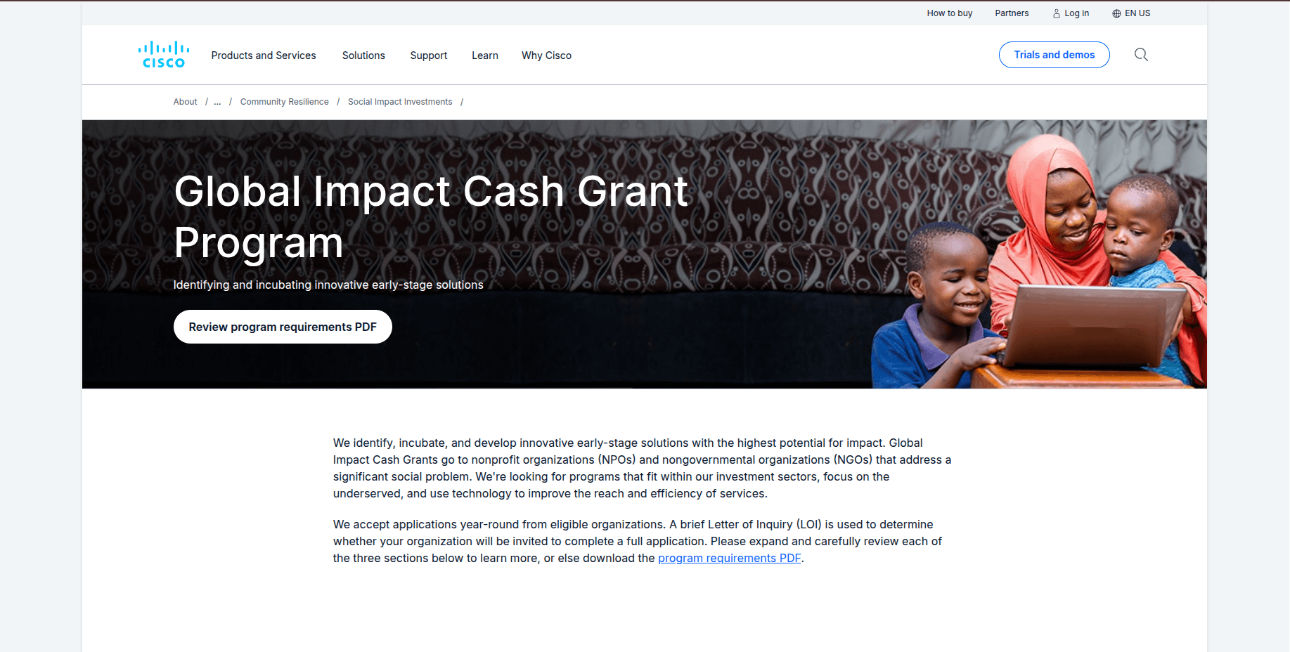 Global Impact Cash Grant Program