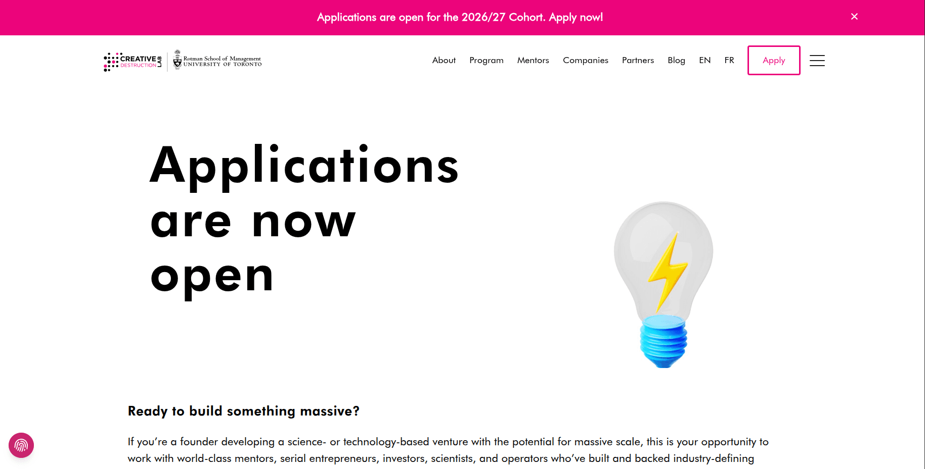Creative Destruction Lab Seattle Accelerator 2026/27