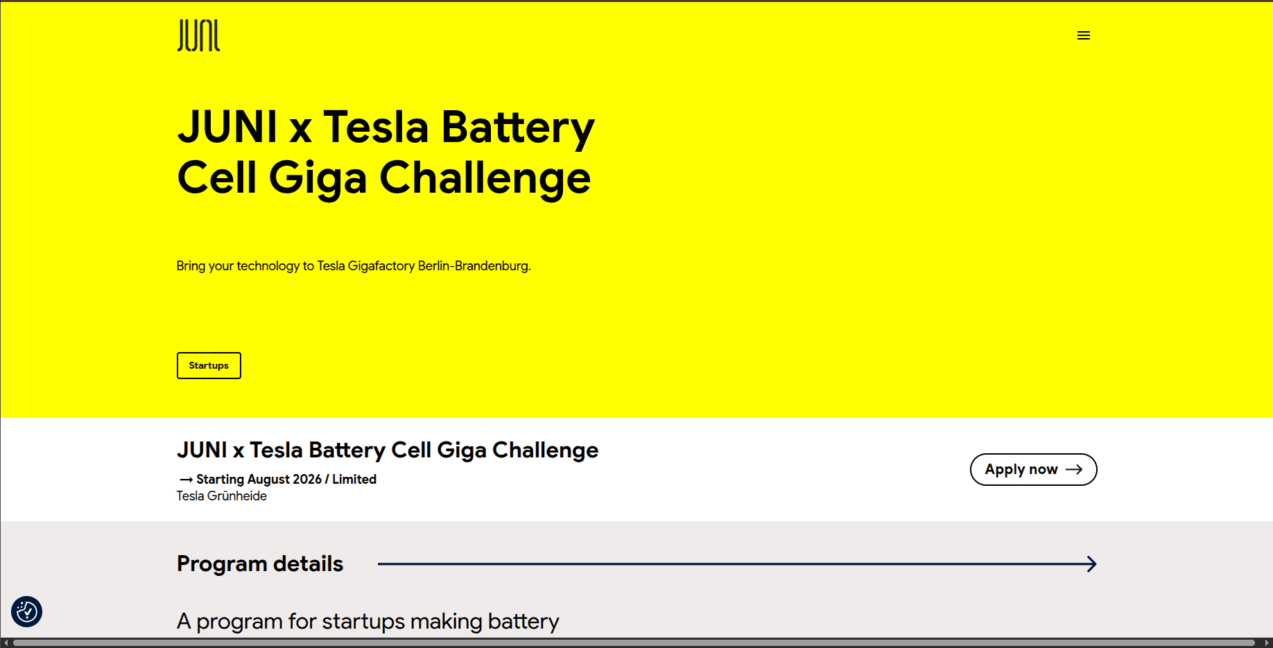 JUNI x Tesla Battery Cell Giga Challenge