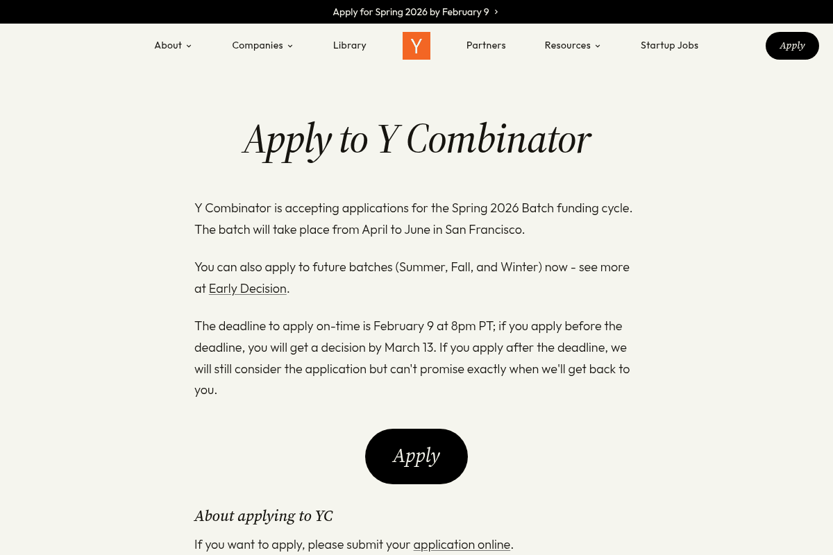 Y Combinator Accelerator Program 2023