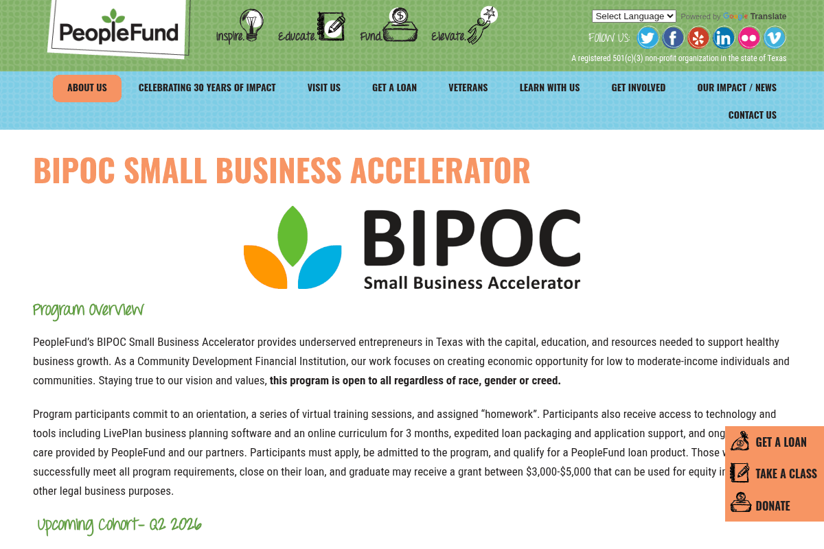 PeopleFund Small Business Accelerator Q2 2026