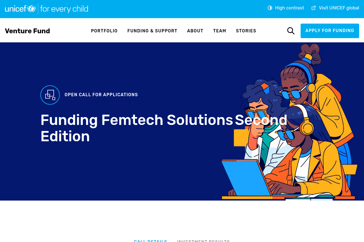UNICEF Femtech Ventures Call for Applications – Second Cohort