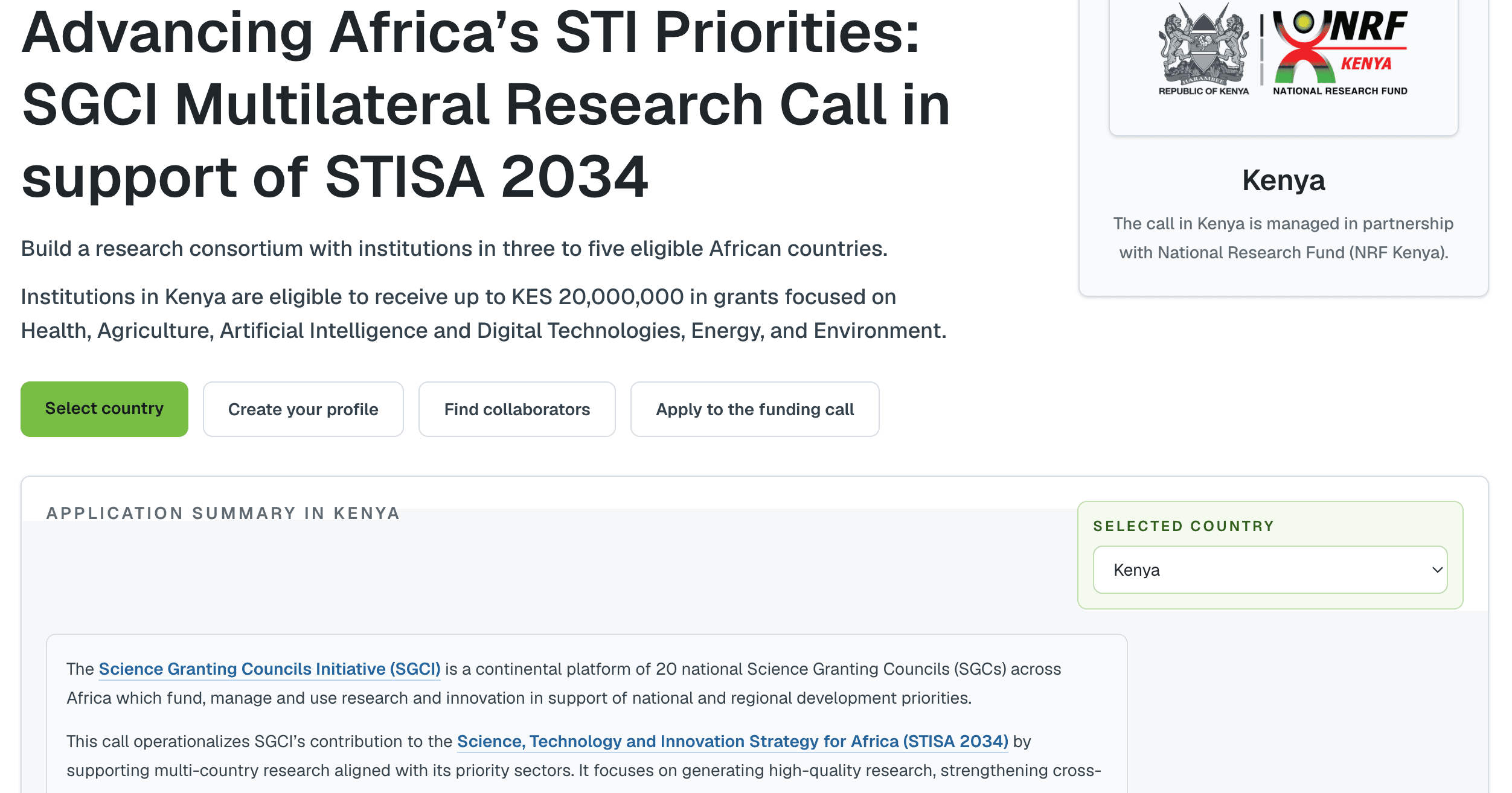 SGCI Multilateral Research Call