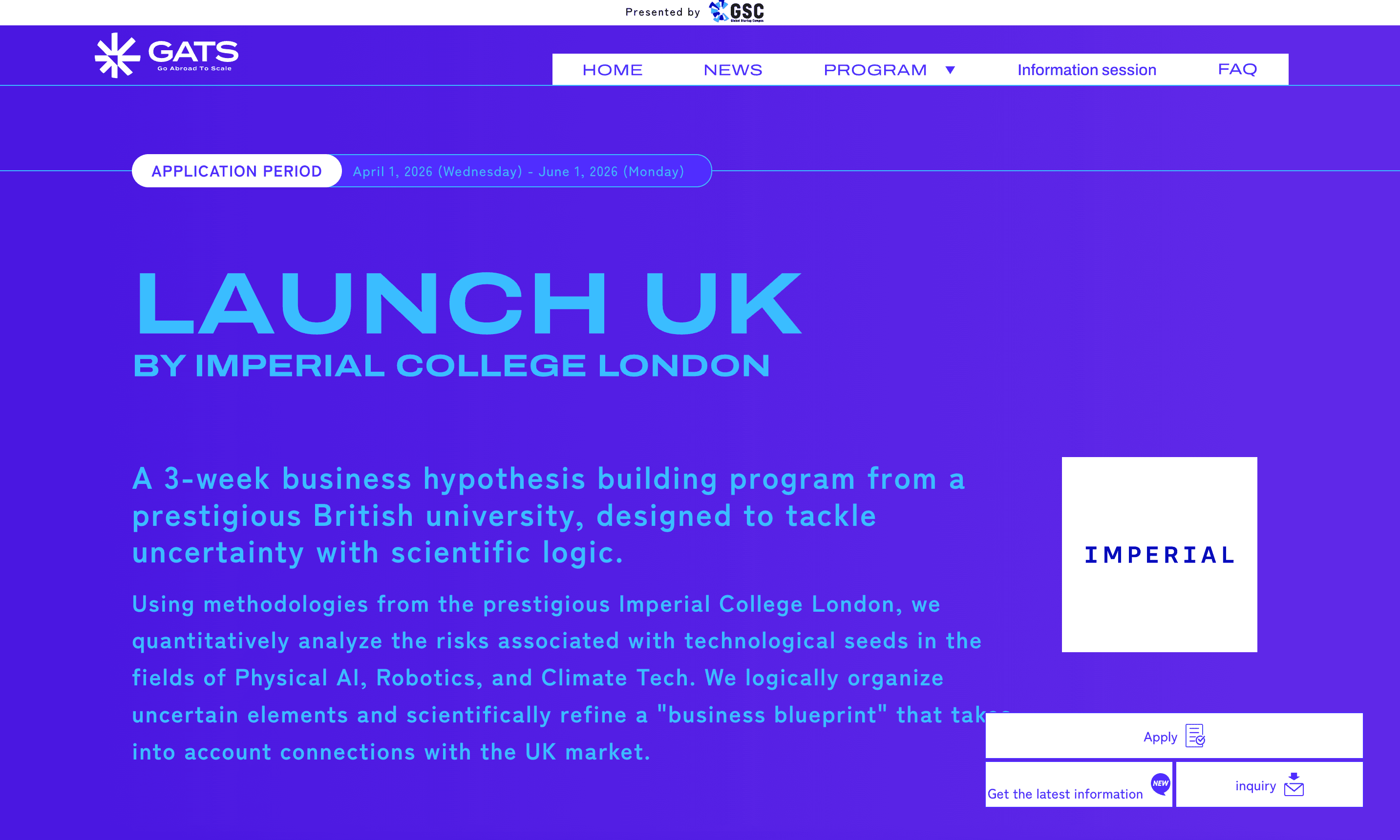 BRIDGE and LAUNCH UK under Go Abroad To Scale (GATS) 2026