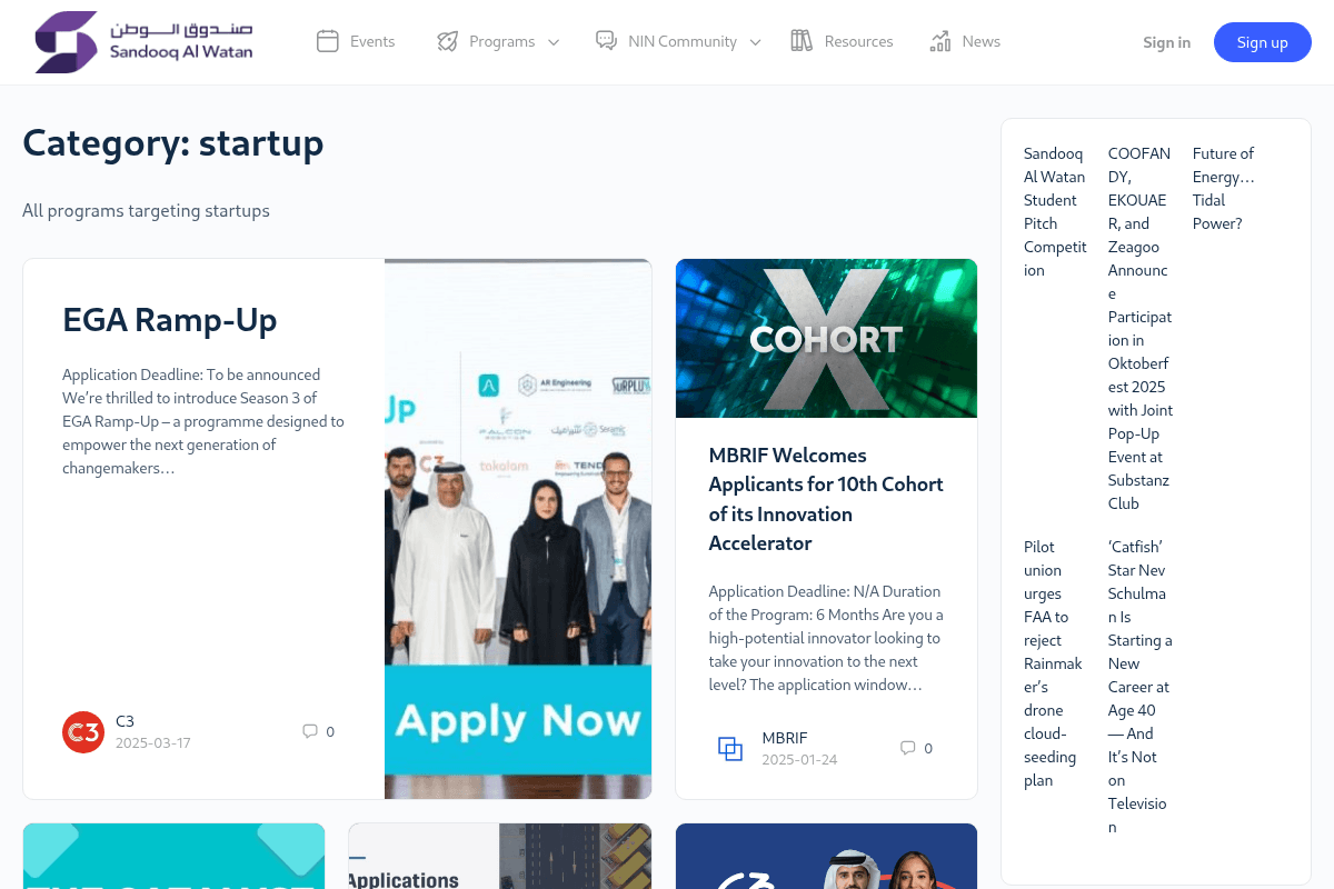 UAE National Incubator Network - Startup Programs