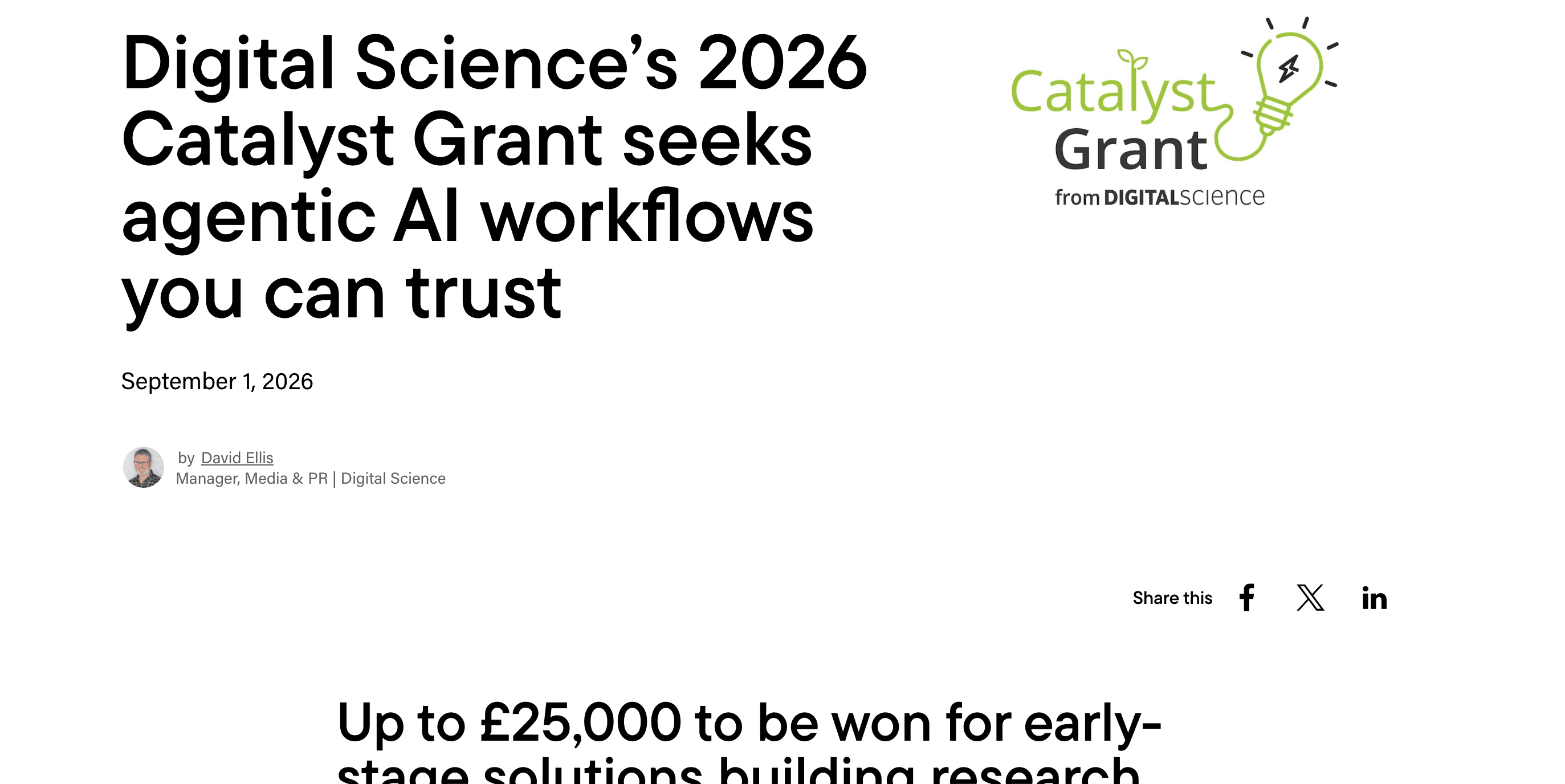 Digital Science Catalyst Grant 2026