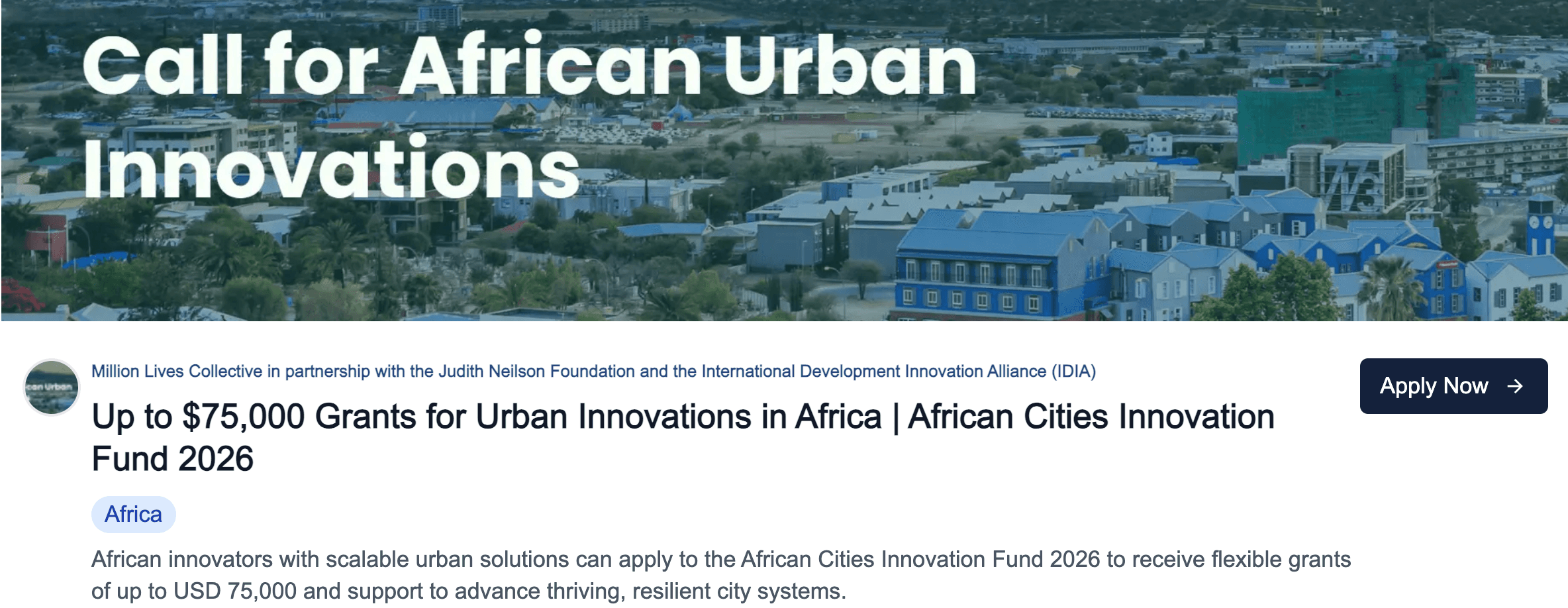 African Cities Innovation Fund 2026