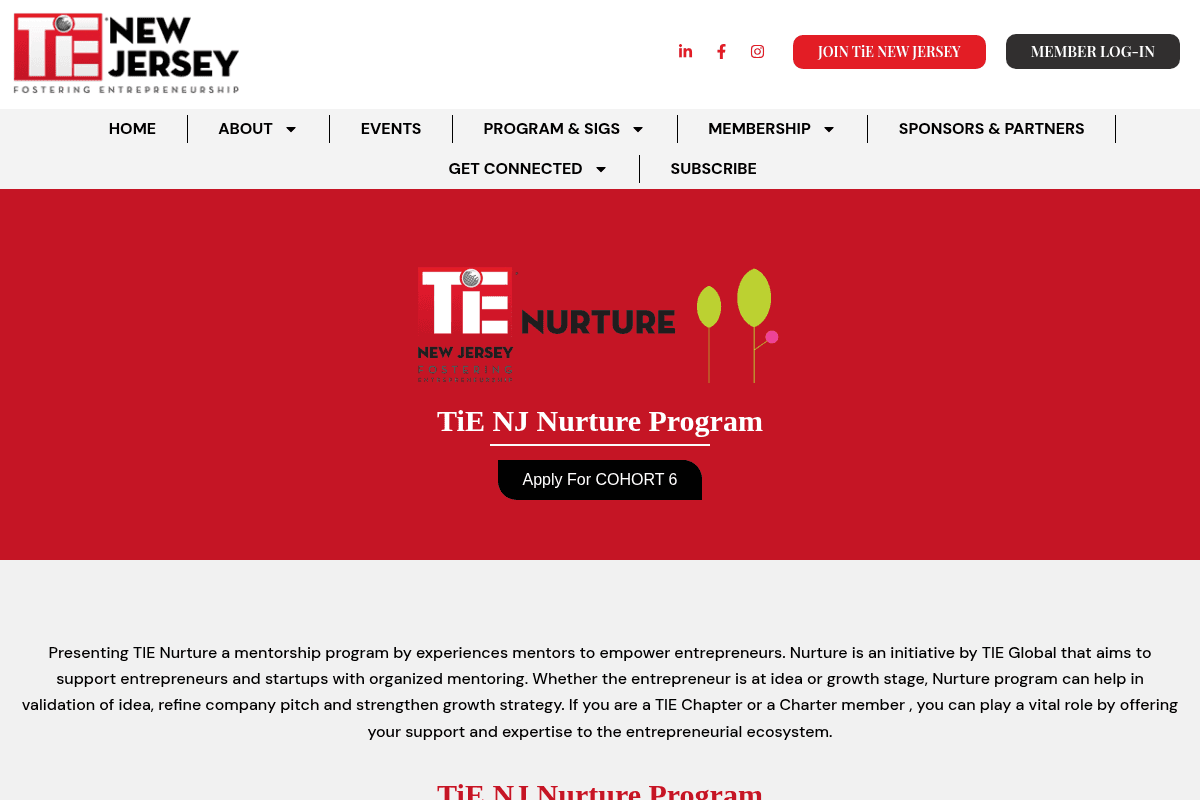 TiE NJ Nurture Program Cohort 6