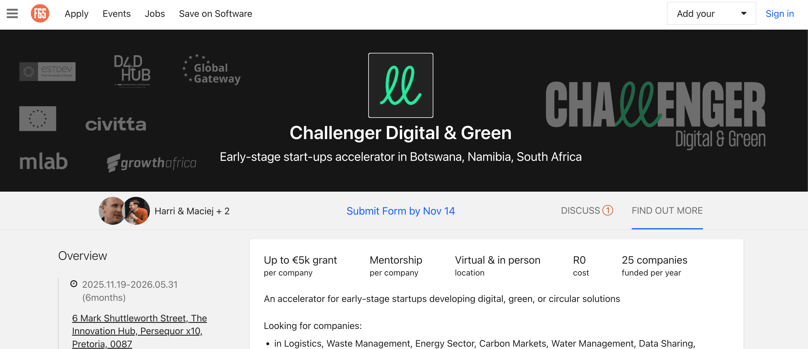 The Challenger Digital and Green Accelerator Programme