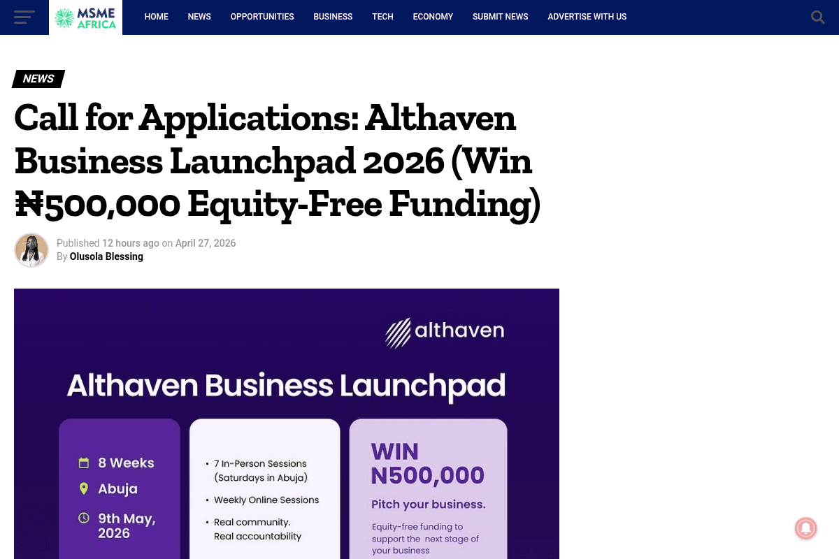 Althaven Business Launchpad 2026