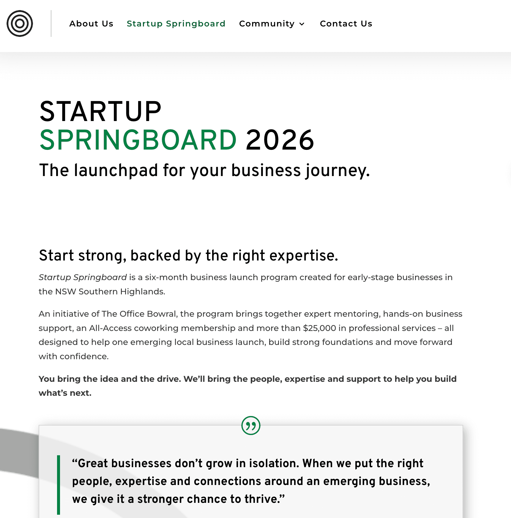 Startup Springboard 2026