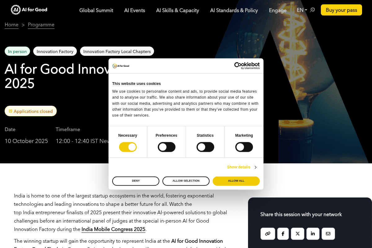 AI for Good Innovation Factory India 2025