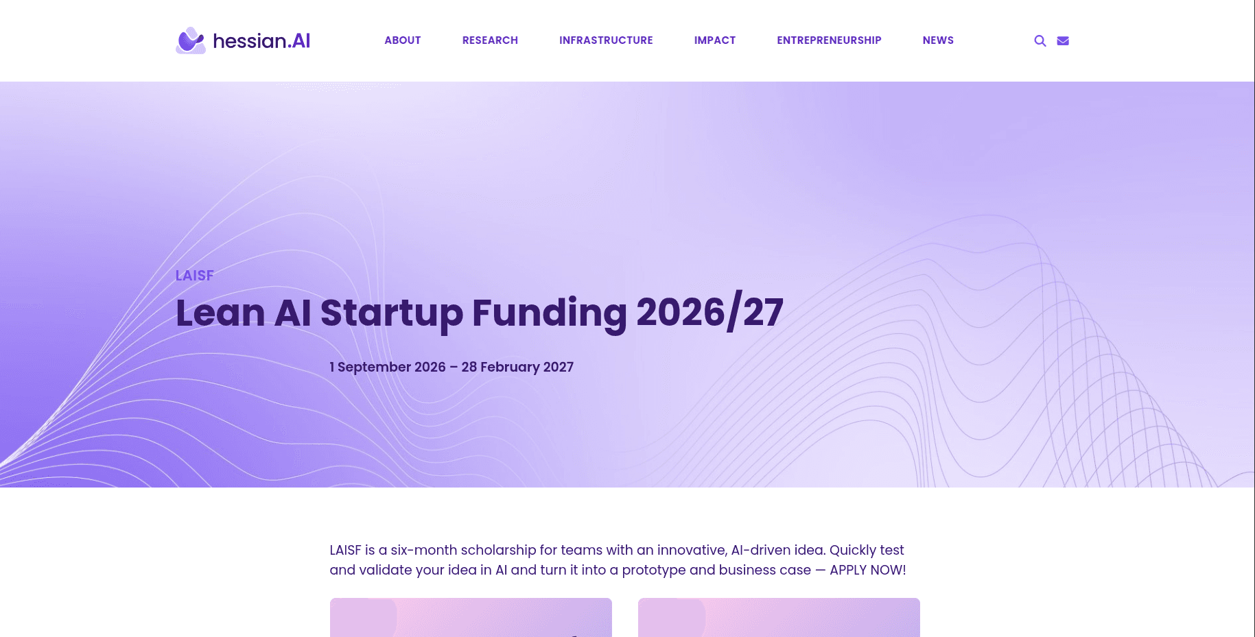Lean AI Startup Funding (LAISF) 2026/27