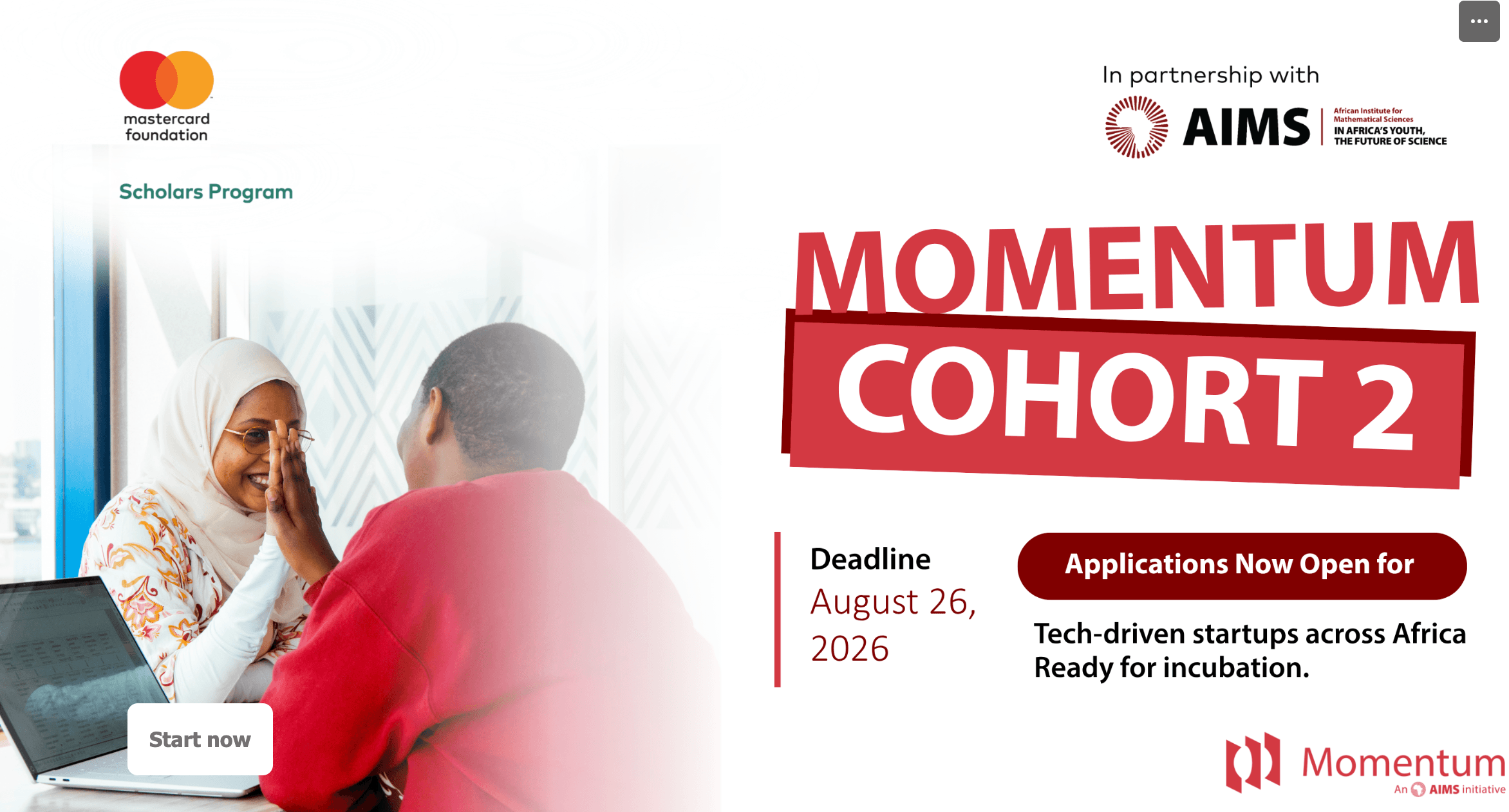 Mastercard Foundation Momentum Cohort 2 for Tech Startups Across Africa