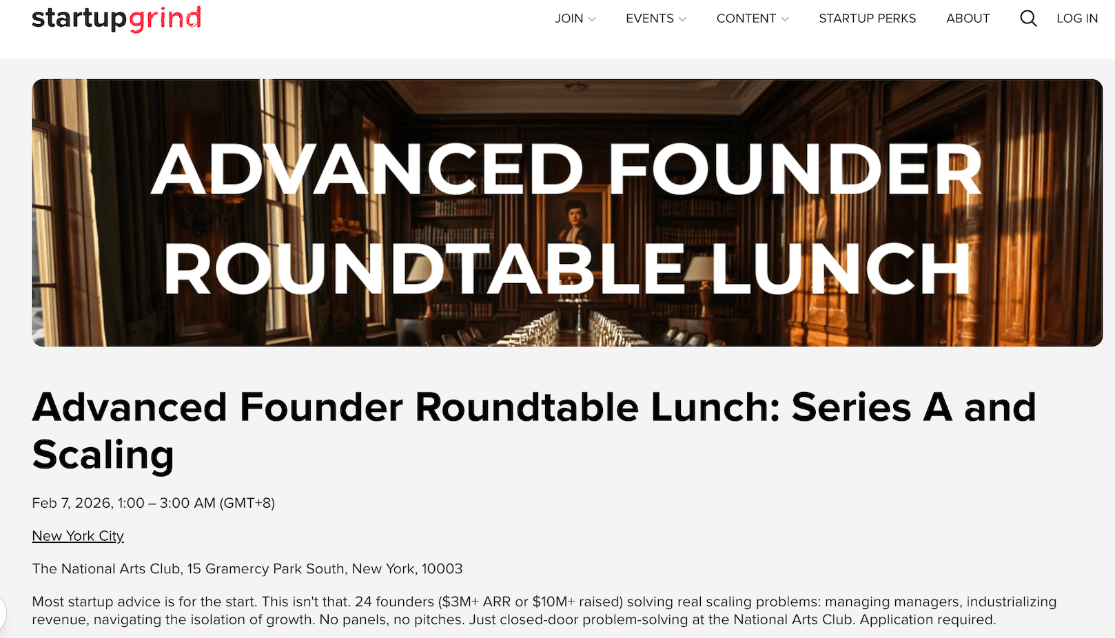 Advanced Founder Roundtable Lunch: Series A and Scaling