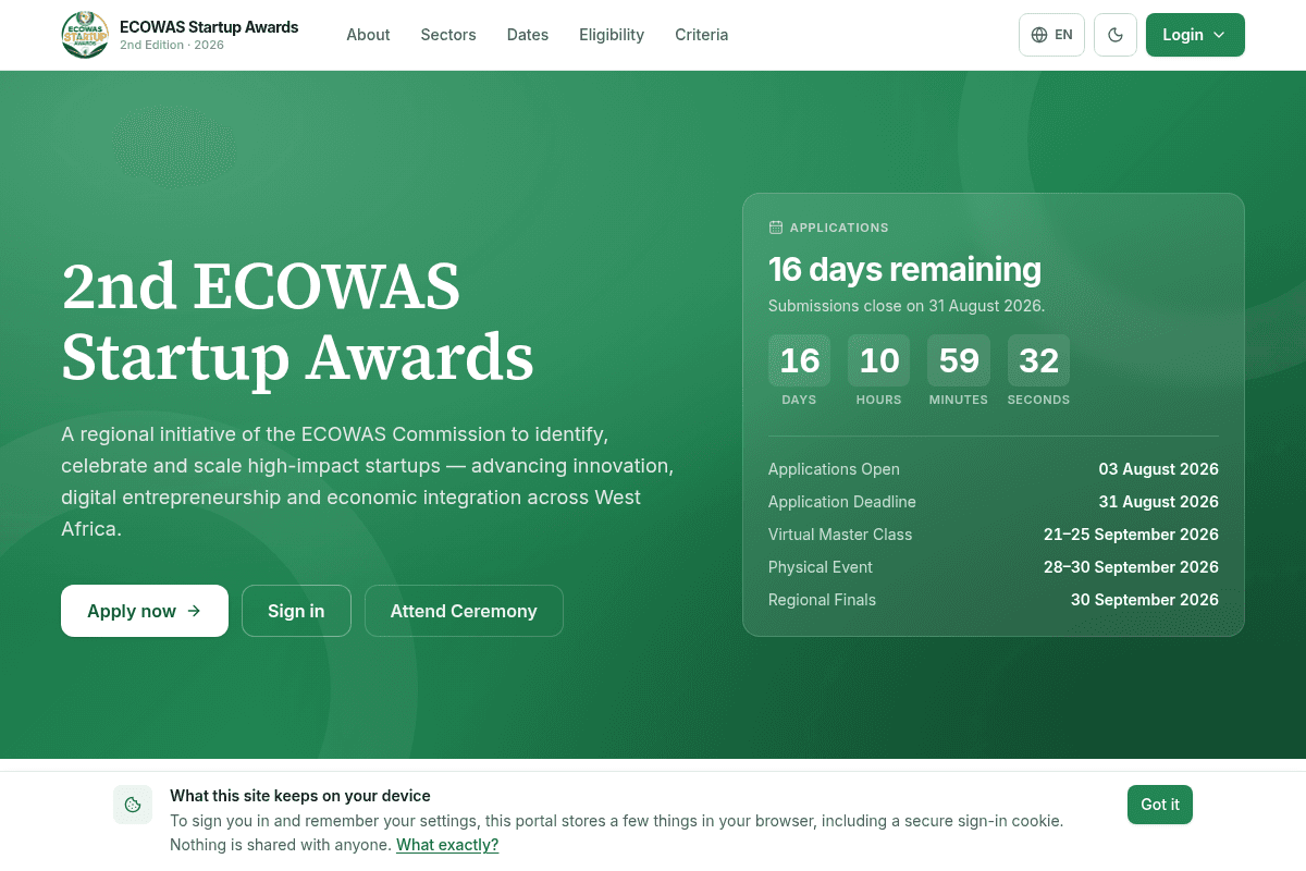 ECOWAS Startup Awards 2nd Edition · 2026