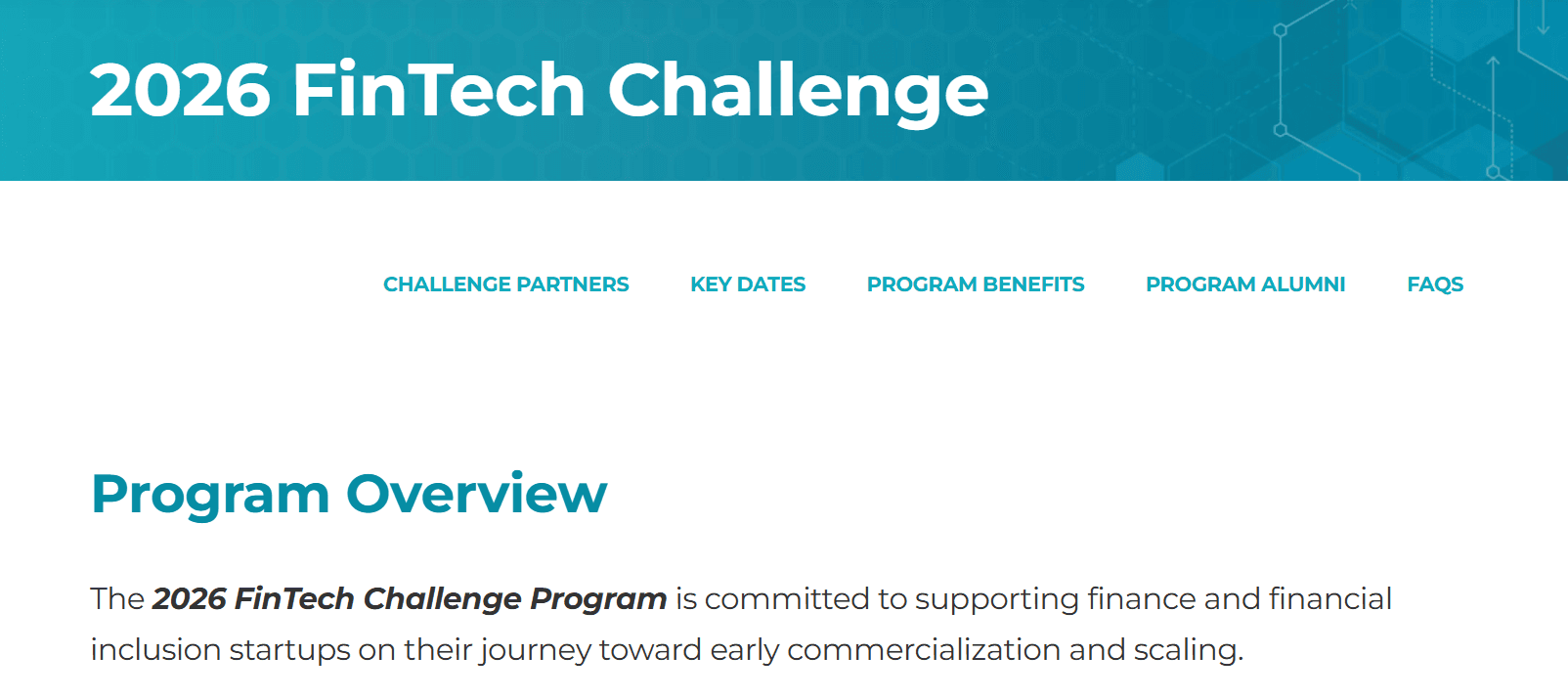 MassChallenge 2026 Fintech Challenge Programme